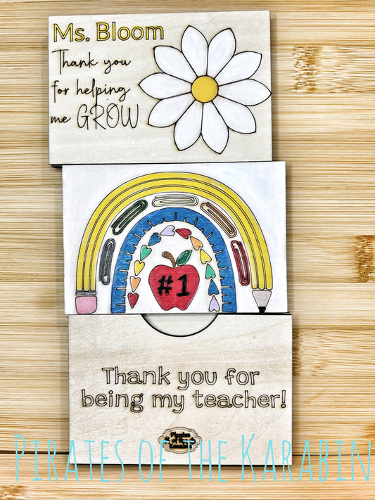 Custom Laser Engraved Gift Card Holders for End of Year Teacher Gift SVG file