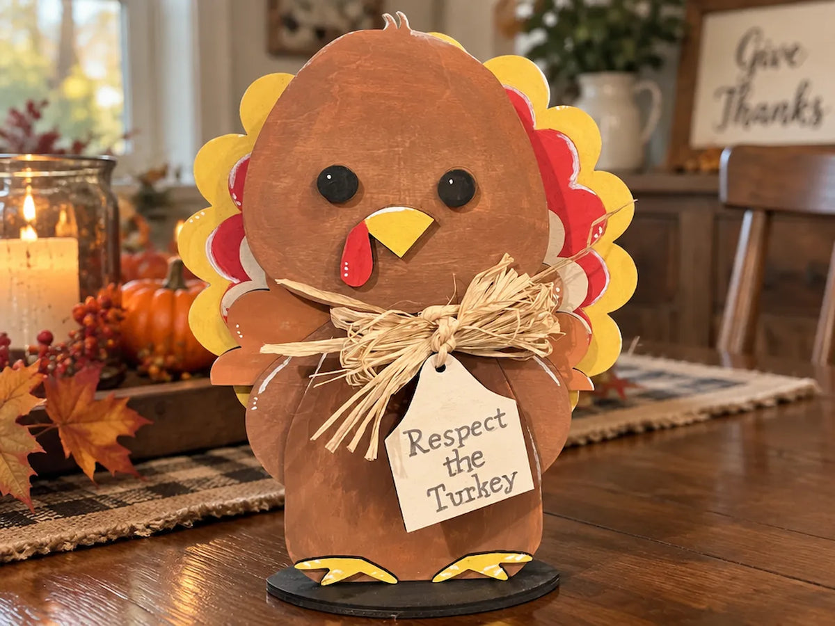 Respect the Turkey Wooden Thanksgiving Tabletop Sign