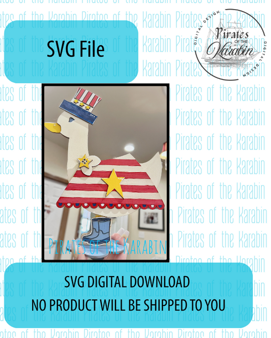 Patriotic Goose Shelf Sitter Laser Cut File SVG/XCS Digital Download