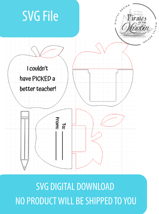 Digital SVG file for a teacher-themed product with text indicating it's a digital download.