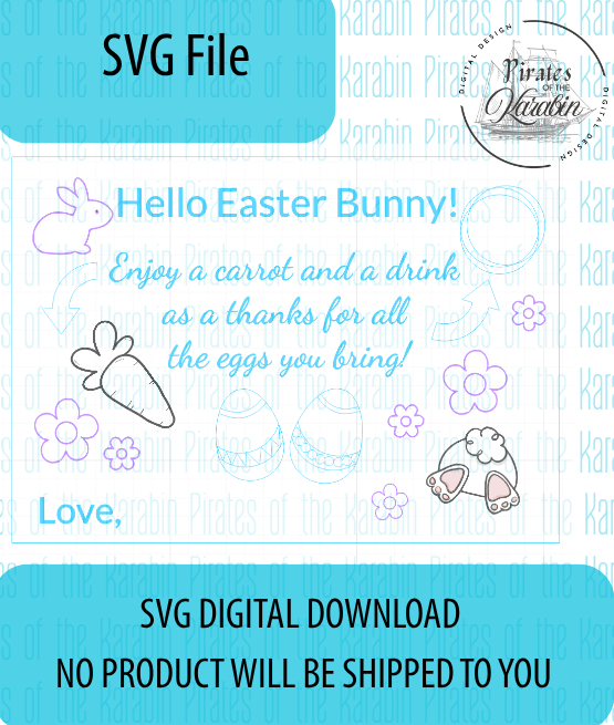 Digital download for an Easter-themed SVG file with text and graphics on a white background.