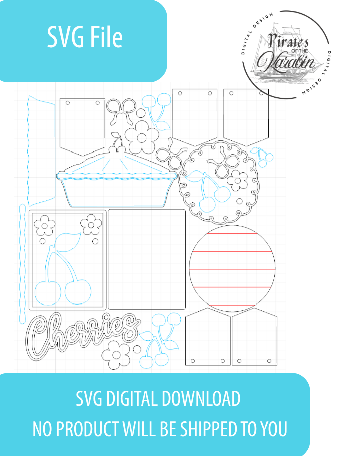 Cherry Tiered Tray Laser Cut File SVG/XCS Digital Download