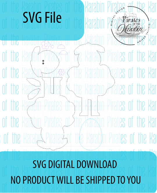 Digital download for an Easter-themed SVG file with text and graphics on a white background.