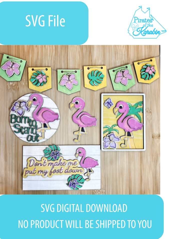 Flamingo Tiered Tray Laser Cut File SVG/XCS Digital Download