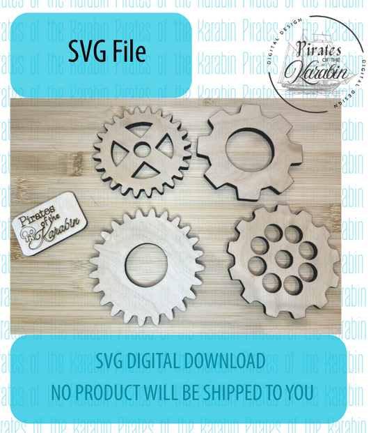 SVG file packaging with wooden stamps on a white background