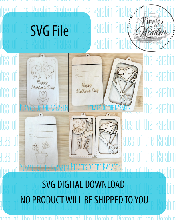 Нарру Mother's Day Laser Cut Gift Card Holder Downloadable SVG/XCS Design File