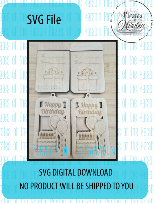 Нарру Birthday Laser Cut Gift Card Holder Downloadable SVG/XCS Design File