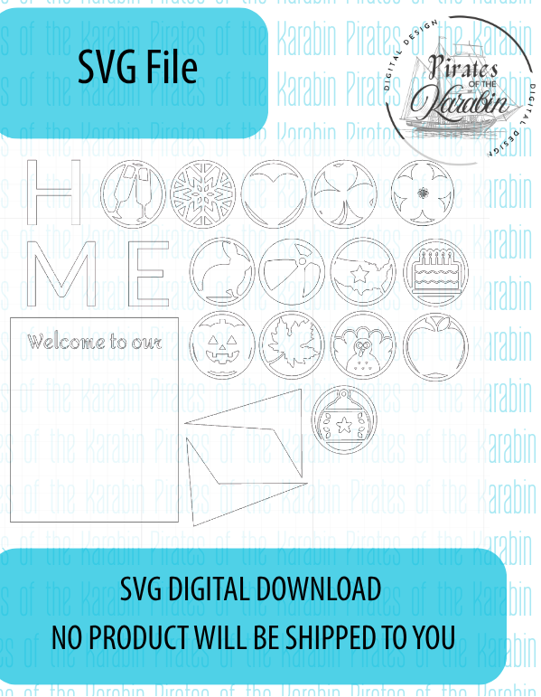 Digital download package for SVG files with icons on a white background