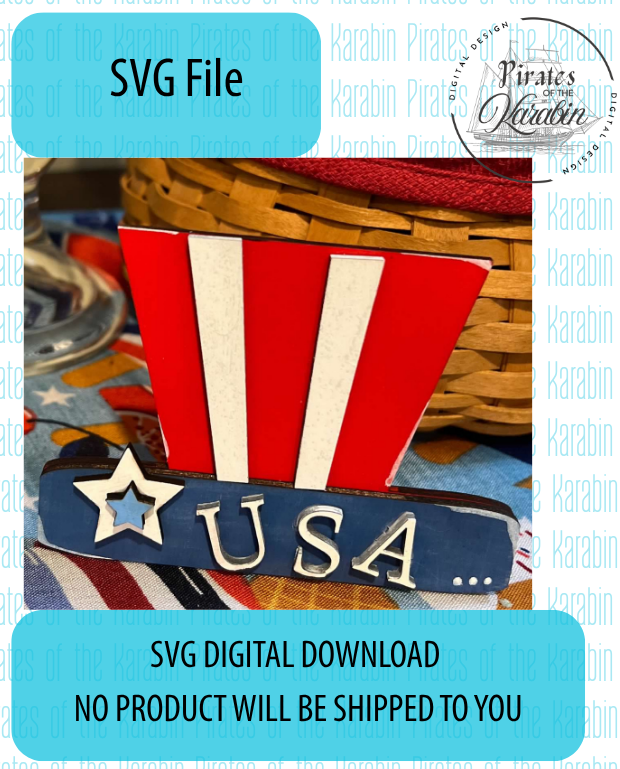 Digital download for an SVG file with a patriotic design featuring an American flag and 'USA' text.