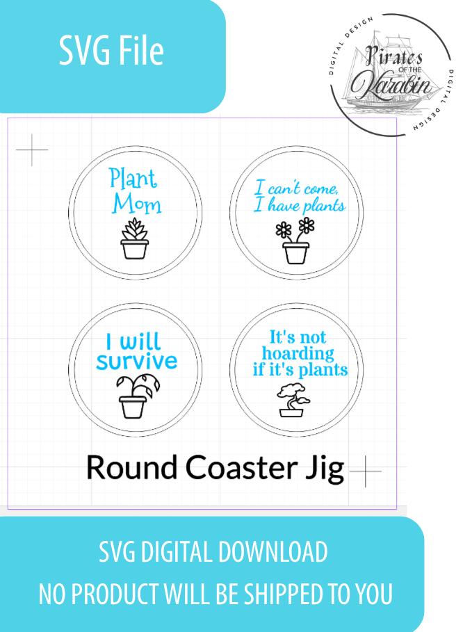 Round coaster jig with SVG file digital download on a white background