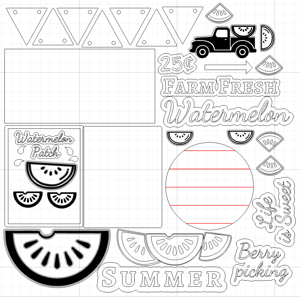 Watermelon Tiered Tray Laser Cut File Digital Download