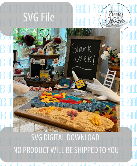 Shark Week Tiered Tray Laser Cut File SVG/XCS Digital Download