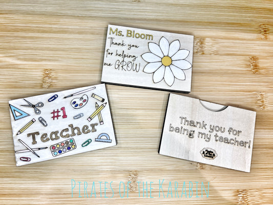 Custom Laser Engraved Gift Card Holders for End of Year Teacher Gift SVG file