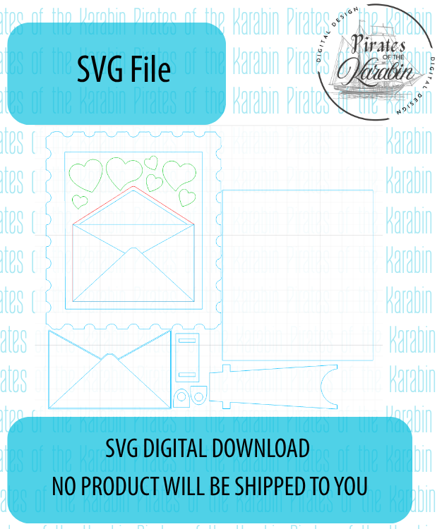 Valentine's Envelope Stamp Frame SVG/XCS - Digital Download