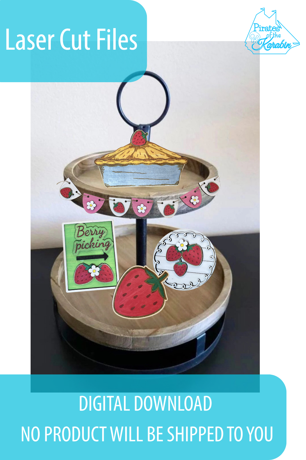 Strawberry Tiered Tray Laser Cut File SVG/XCS Digital Download