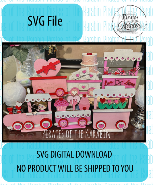 Digital download for SVG file with a pink train design on a white background