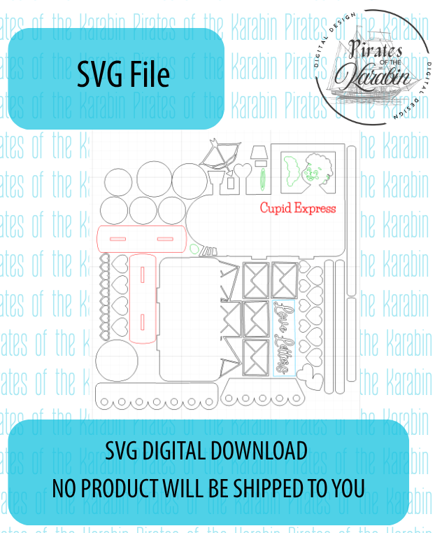 Valentine's Day Train SVG/XCS - Digital Download