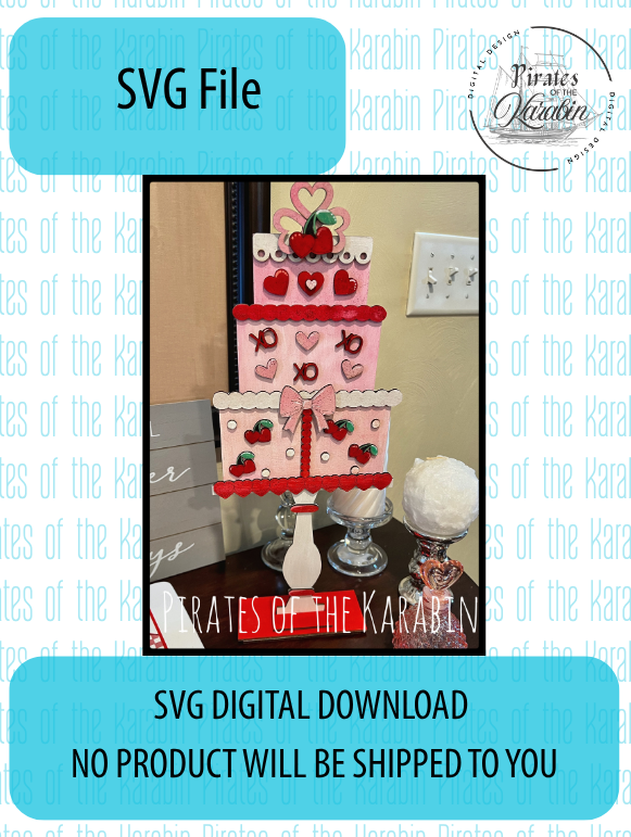 Valentine's Day Tiered Cake SVG/XCS - Digital Download