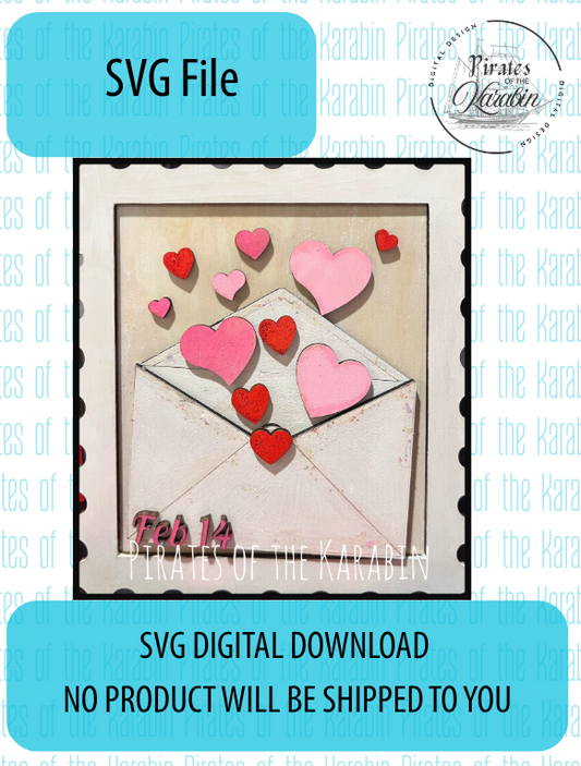 Valentine's Envelope Stamp Frame SVG/XCS - Digital Download