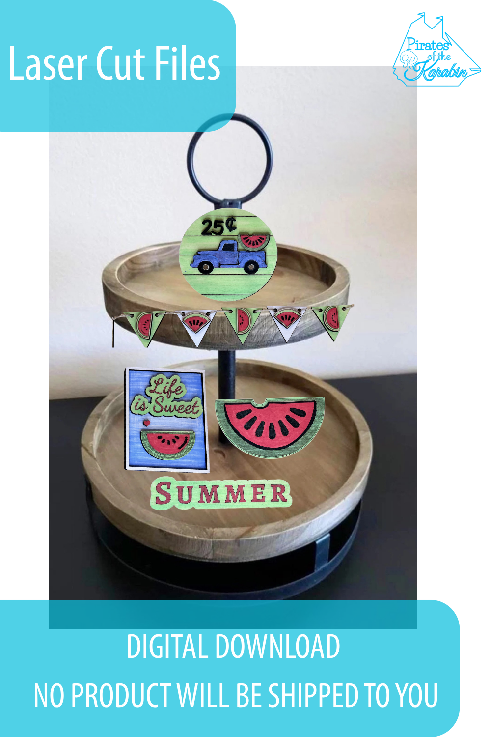 Watermelon Tiered Tray Laser Cut File SVG/XCS Digital Download