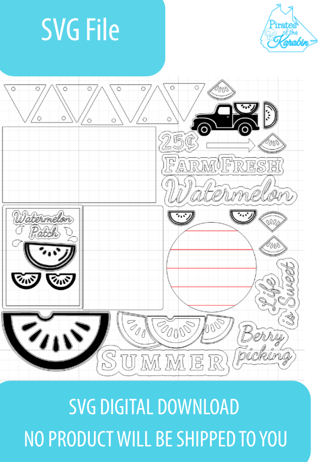 Watermelon Tiered Tray Laser Cut File SVG/XCS Digital Download